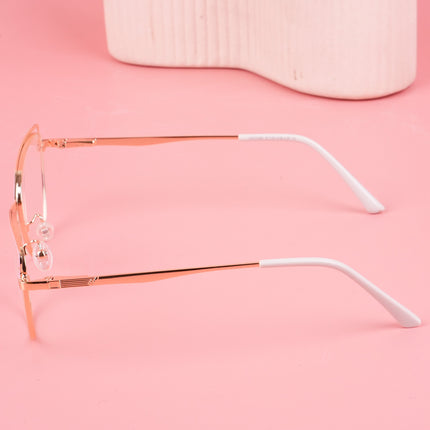 Voyage Glam Pink & Golden Cateye Eyeglasses for Women - MG4412-C1