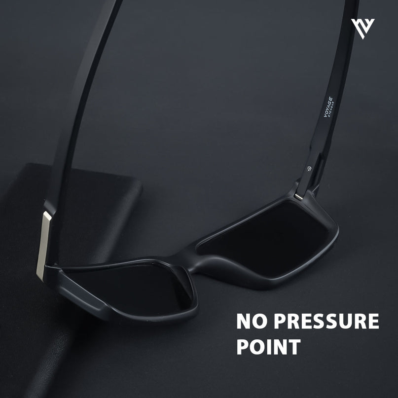 Jaxor | Matte Black & Golden Rectangle Polarized Sunglasses - PMG3969