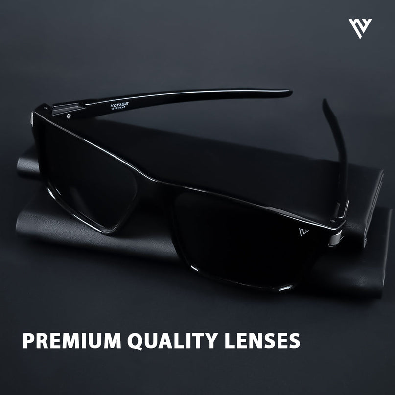 Jaxor | Shine Black & Silver Rectangle Polarized Sunglasses - PMG3968