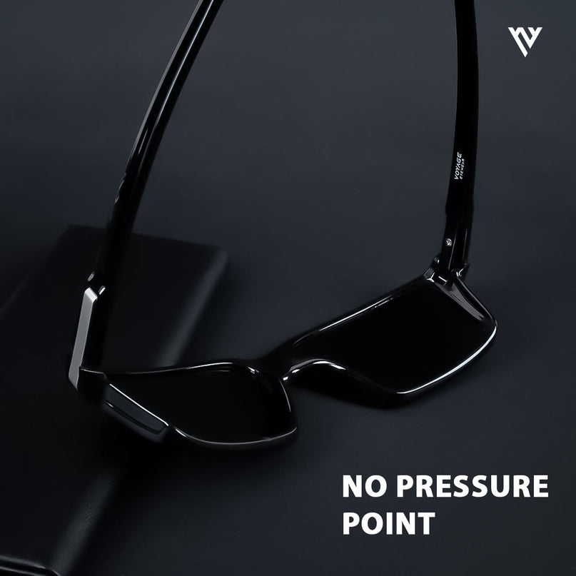 Jaxor | Shine Black & Silver Rectangle Polarized Sunglasses - PMG3968