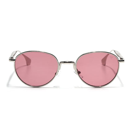 Sphere | Silver Round Sunglasses | Wine Lens - MG7611