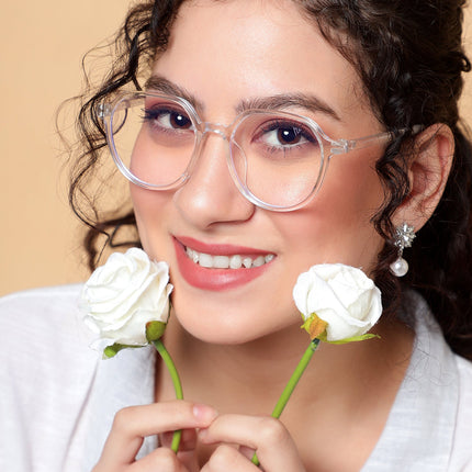Voyage Air Transparent Round Eyeglasses for Men & Women - MG4389-C2
