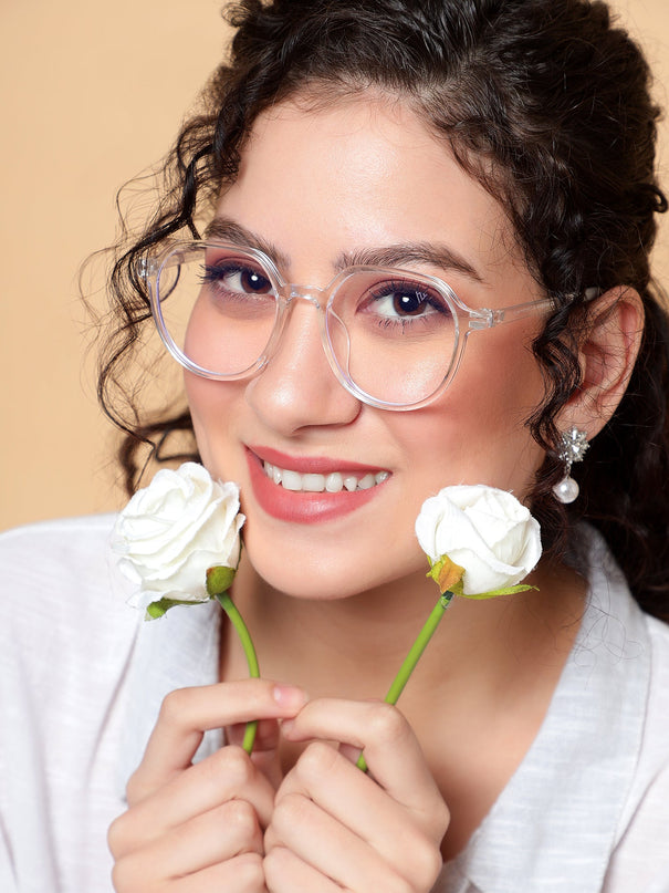 Voyage Air Transparent Round Eyeglasses for Men & Women - MG4389-C2