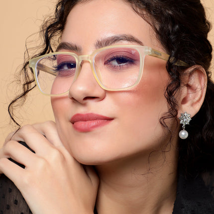 Voyage Air Yellow Square Eyeglasses for Men & Women - MG4547