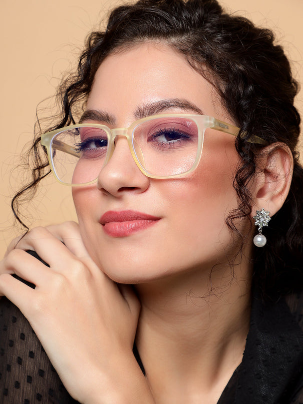 Voyage Air Yellow Square Eyeglasses for Men & Women - MG4547