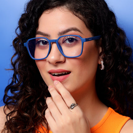 Voyage Air Royal Blue Square Eyeglasses for Men & Women - MG4544