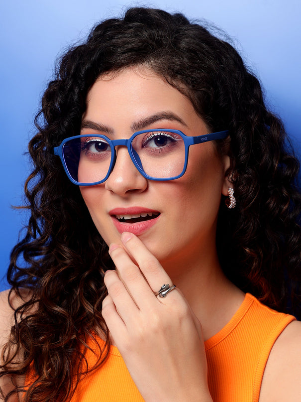 Voyage Air Royal Blue Square Eyeglasses for Men & Women - MG4544