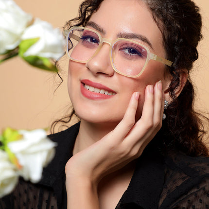 Voyage Air Yellow Square Eyeglasses for Men & Women - MG4537