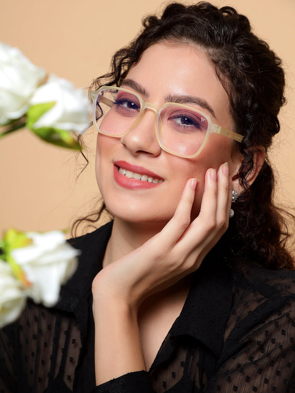 Voyage Air Yellow Square Eyeglasses for Men & Women - MG4537