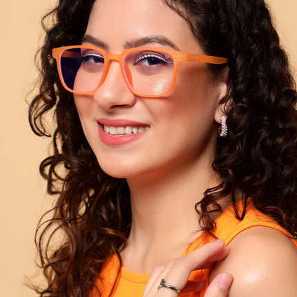 Voyage Air Orange Square Eyeglasses for Men & Women - MG4549