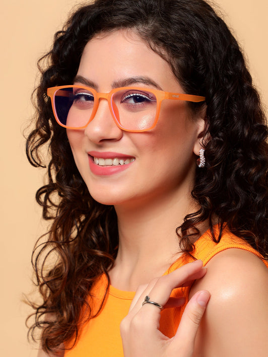 Voyage Air Orange Square Eyeglasses for Men & Women - MG4549