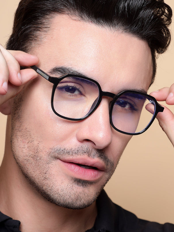 Voyage Black Over Size Eyeglasses for Men & Women - MG3993