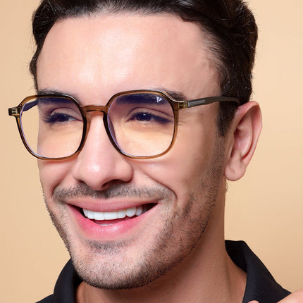 Voyage Brown Over Size Eyeglasses for Men & Women - MG3996