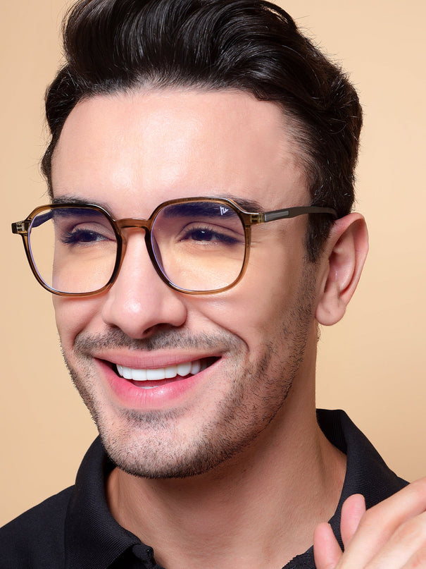 Voyage Brown Over Size Eyeglasses for Men & Women - MG3996