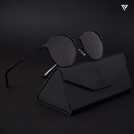 Black Geometric Polarized Sunglasses - PMG4146