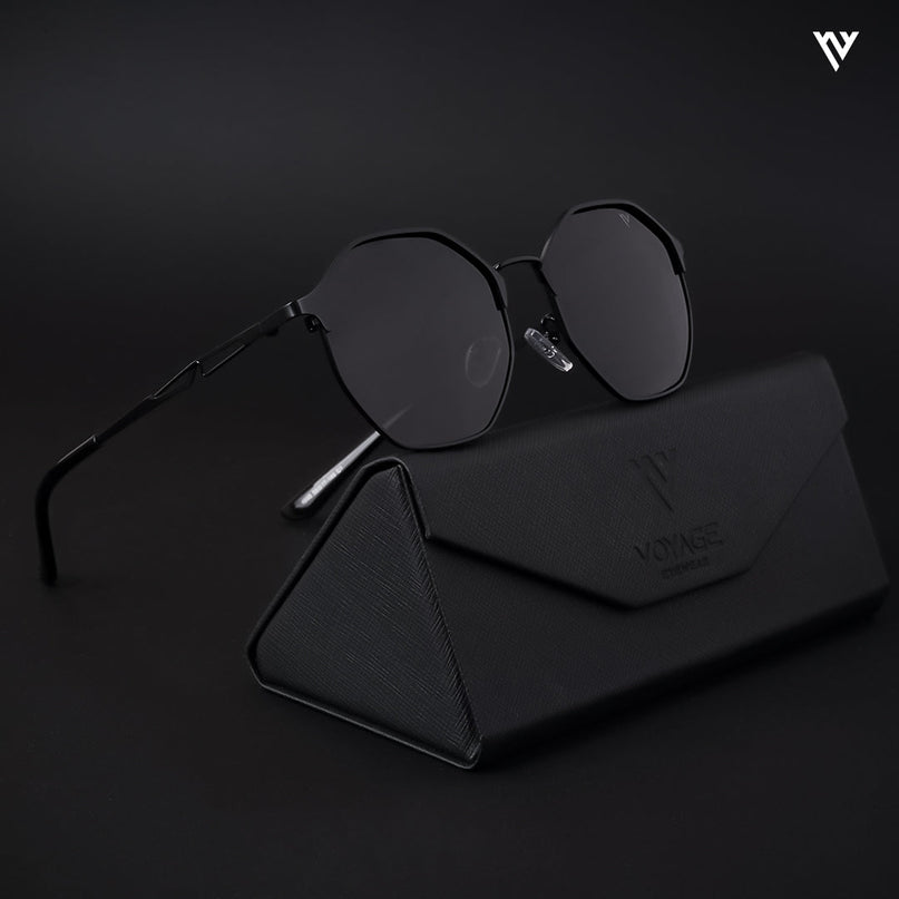 Black Geometric Polarized Sunglasses - PMG4146