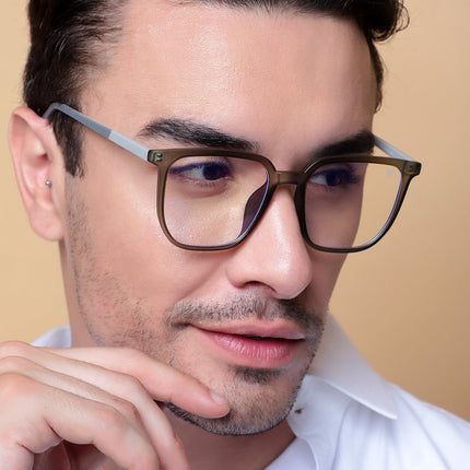 Voyage Olive Green Square Eyeglasses for Men & Women - MG4000