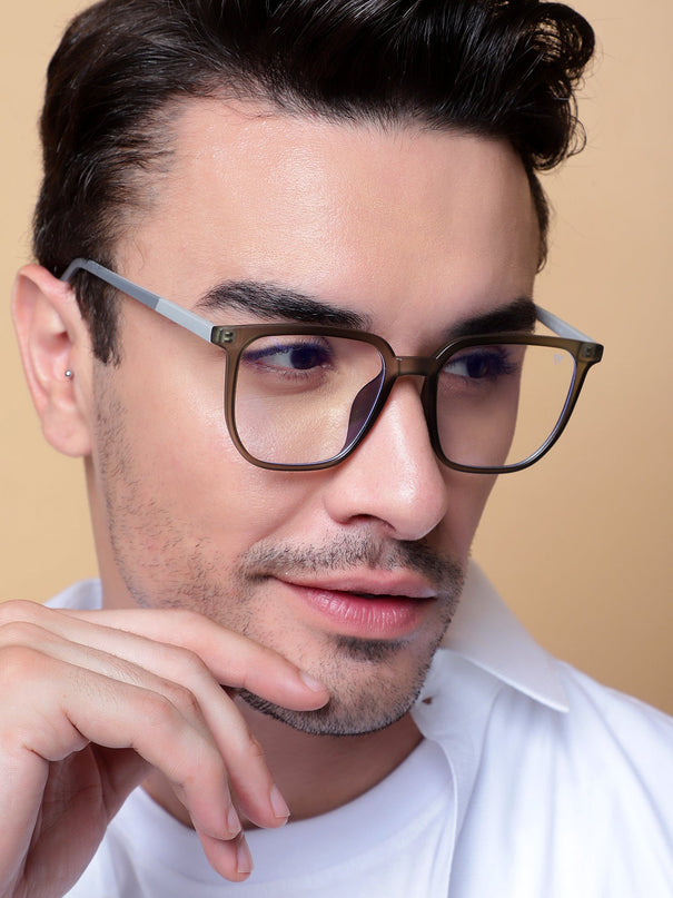 Voyage Olive Green Square Eyeglasses for Men & Women - MG4000