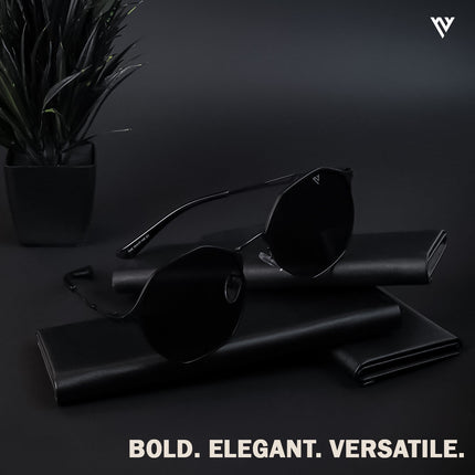Black Geometric Polarized Sunglasses - PMG4146