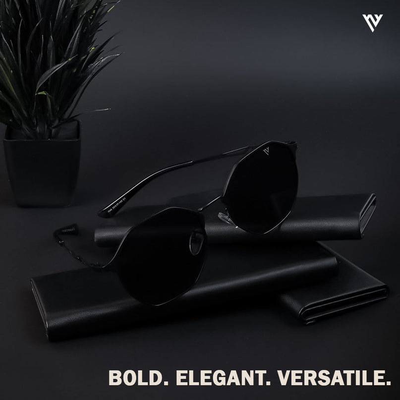 Black Geometric Polarized Sunglasses - PMG4146