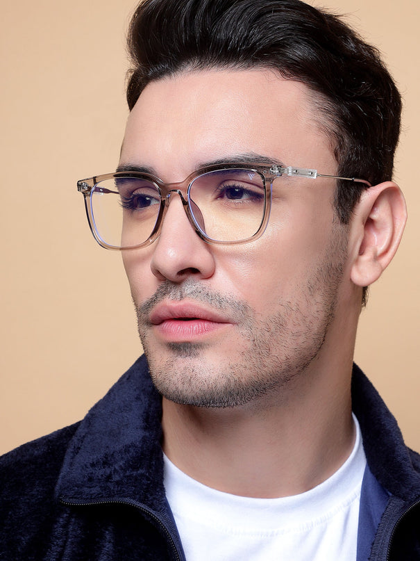 Voyage Grey Square Wooden Texture Eyeglasses - MG3862