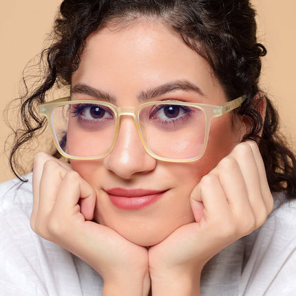 Voyage Air Yellow Square Eyeglasses for Men & Women - MG4527