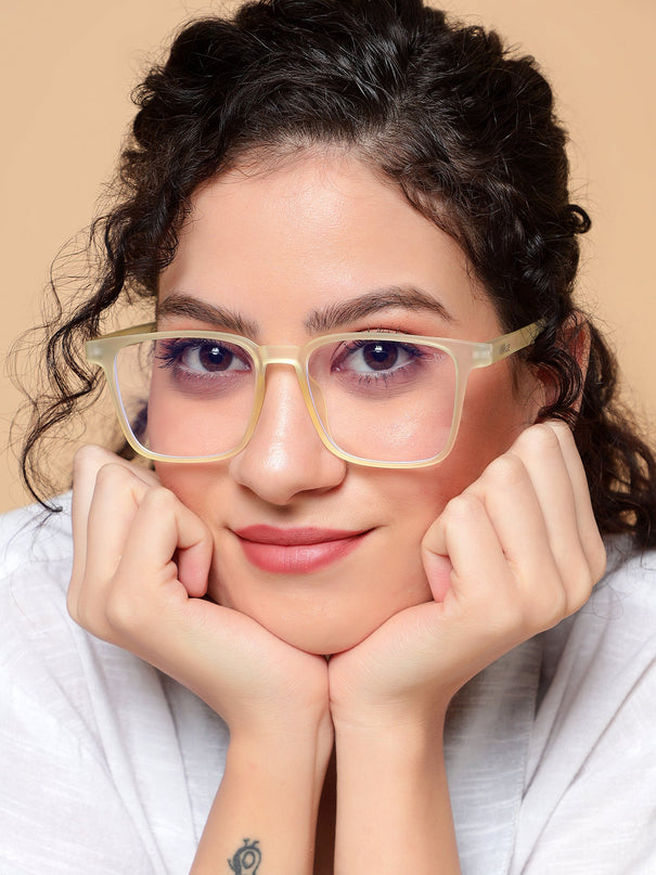 Voyage Air Yellow Square Eyeglasses for Men & Women - MG4527