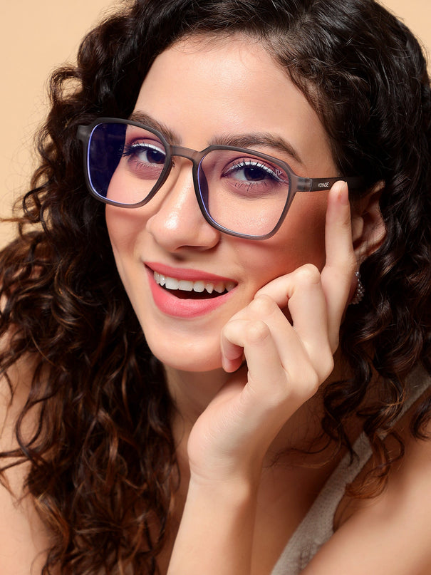 Voyage Air Grey Square Eyeglasses for Men & Women - MG4543