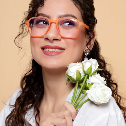 Voyage Air Orange Square Eyeglasses for Men & Women - MG4539