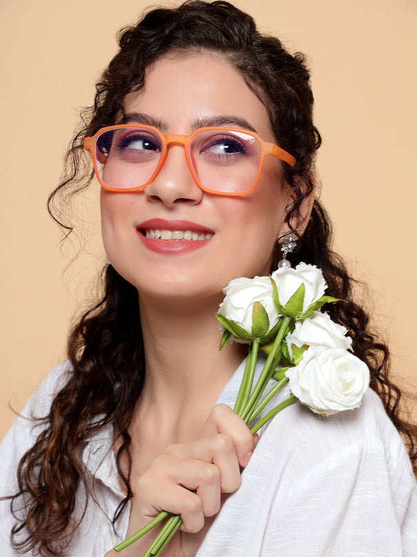 Voyage Air Orange Square Eyeglasses for Men & Women - MG4539