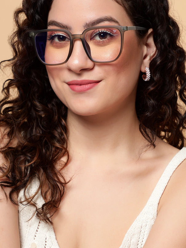 Voyage Olive Green Square Eyeglasses for Men & Women - MG4000