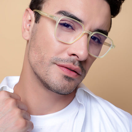 Voyage Air Yellow Square Eyeglasses for Men & Women - MG4537