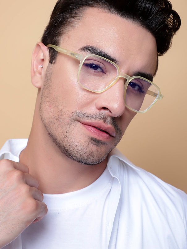 Voyage Air Yellow Square Eyeglasses for Men & Women - MG4537