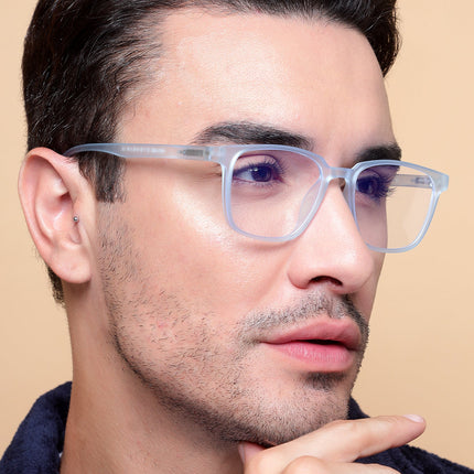 Voyage Air Light Blue Square Eyeglasses for Men & Women - MG4551