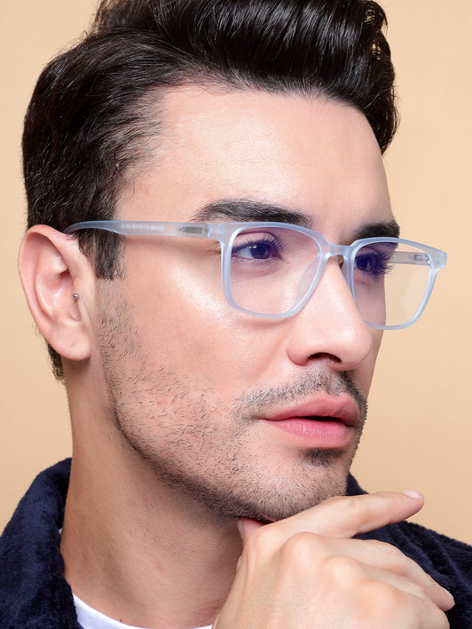 Voyage Air Light Blue Square Eyeglasses for Men & Women - MG4551