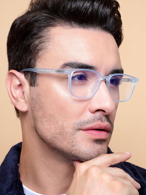 Voyage Air Light Blue Square Eyeglasses for Men & Women - MG4551