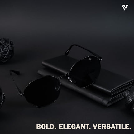 Black Geometric Polarized Sunglasses - PMG4132