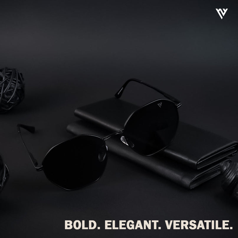 Black Geometric Polarized Sunglasses - PMG4132