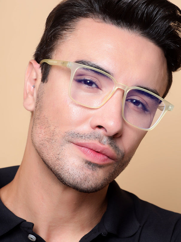 Voyage Air Yellow Square Eyeglasses for Men & Women - MG4527