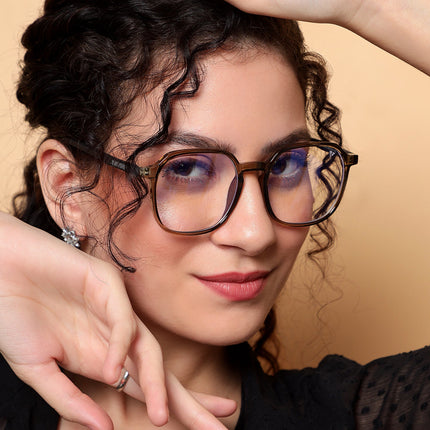 Voyage Brown Over Size Eyeglasses for Men & Women - MG3996