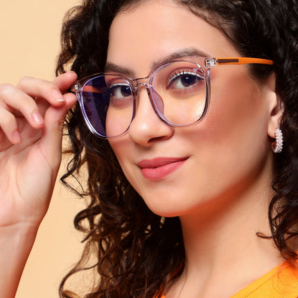 Voyage Transparent Purple Round Eyeglasses for Men & Women - MG4006