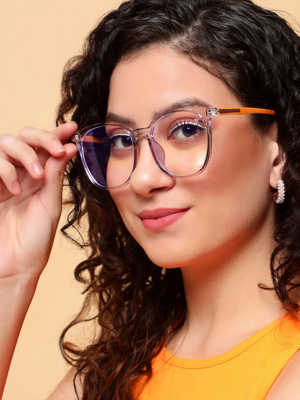 Voyage Transparent Purple Round Eyeglasses for Men & Women - MG4006