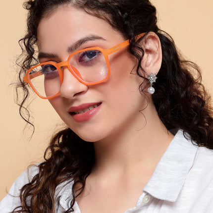 Voyage Air Orange Square Eyeglasses for Men & Women - MG4539
