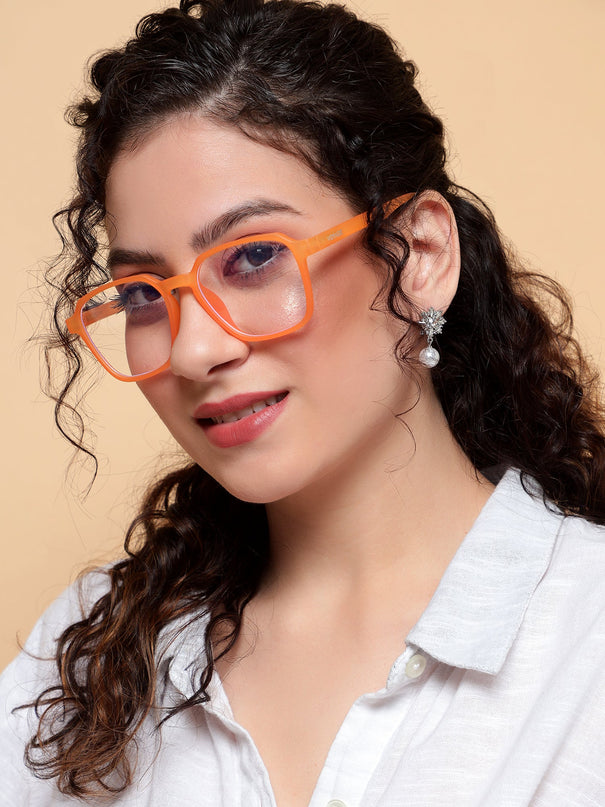 Voyage Air Orange Square Eyeglasses for Men & Women - MG4539
