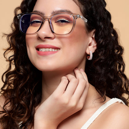Voyage Grey Square Wooden Texture Eyeglasses - MG3862