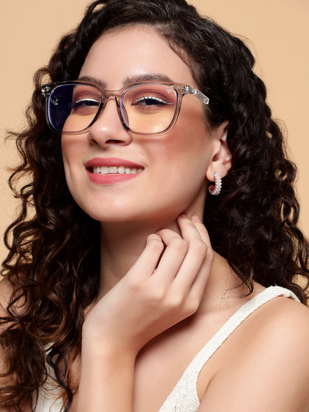 Voyage Grey Square Wooden Texture Eyeglasses - MG3862