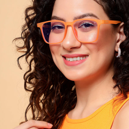 Voyage Air Orange Square Eyeglasses for Men & Women - MG4529