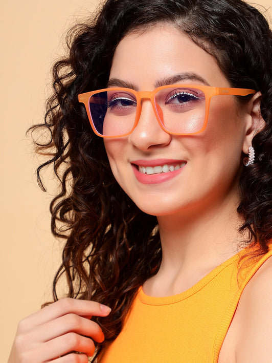 Voyage Air Orange Square Eyeglasses for Men & Women - MG4529