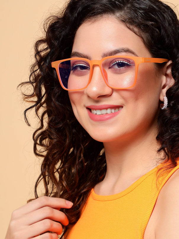 Voyage Air Orange Square Eyeglasses for Men & Women - MG4529