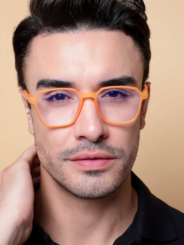 Voyage Air Orange Square Eyeglasses for Men & Women - MG4539